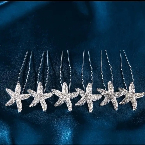 Starfish Hair Pins with Rhinestones - Picture 2 of 3